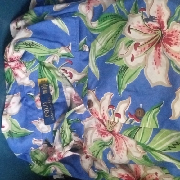 Polo by Ralph Lauren Blue and Green Floral Shirt Sz.2x - Picture 8 of 8